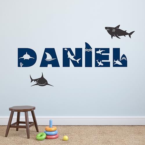 Vinilo decorativo personalizado tiburón tema océano miniatura 3