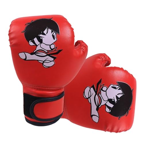 Boxing Gloves - Red, Blue, Cartoon Design - 16 Oz Kickboxing Gloves (Cartoon,red)