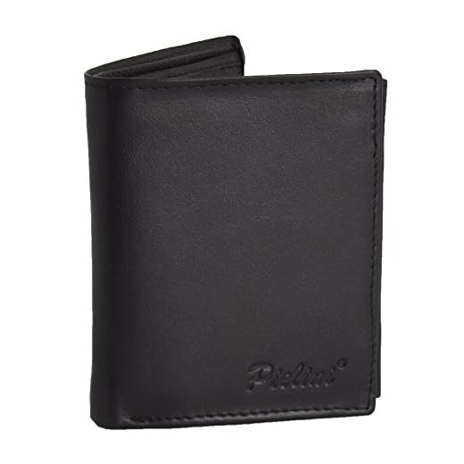 Läderplånbok för män. Premium kohud läder herrar plånbok för kontanter och kort från Pielini, Svart,