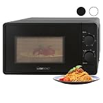 Clatronic® Mikrowelle mit 20L Garraum & Garraumbeleuchtung | Microwave mit 6 Leistungsstufen | Microwellengerät mit 30-Min.-Timer | Microwelle mit Ø24,5 cm Drehteller | 700W | MW 791 schwarz
