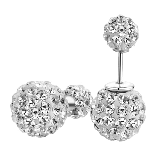 925 Sterling Silver Earrings Full Diamond Ball Earrings Ladies Fashion Simple Birthday Wedding Anniversary Jewelry Gift