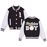 NICNZQI Baby Boy 1st Birthday Outfit Kids Varsity Jacket Boys One Year Old Birthday Baseball Jacket Lightweight Bomber Coat