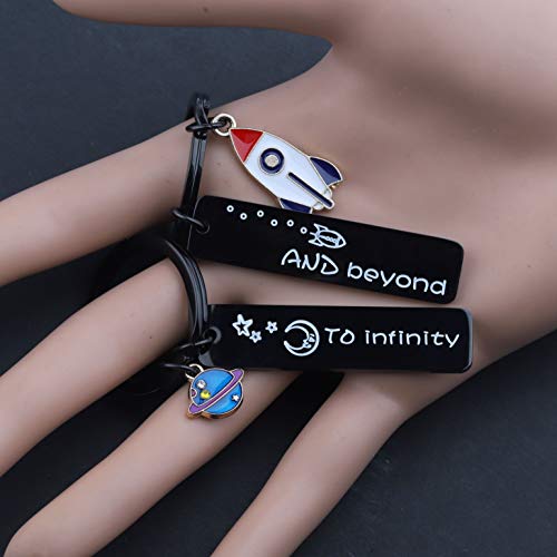 Maofaed Couples Keychain I Love You To Infinity And Beyond Boyfriend Girlfriend Gift Bff Daughter Son Gift (Rocket Planet Blakc) #TOP6