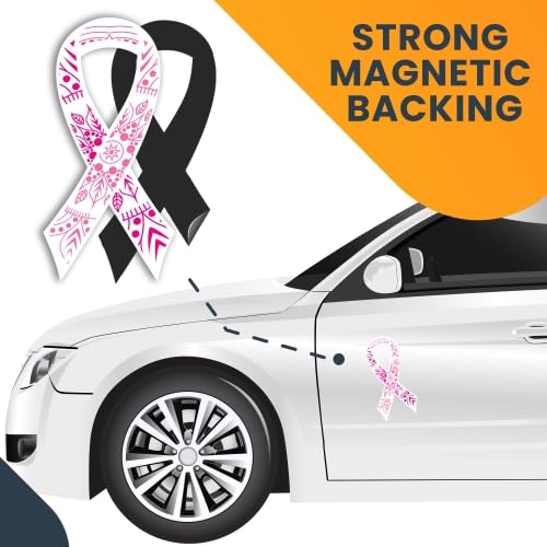 Image of Magnet Me Up Breast Cancer Awareness Pink Mandala Ribbon Magnet Decal, 3.5x7 Inches, Automotive Magnet for Car Truck SUV, Stick to Any Magnetic Surface, Showing Support or Fundraising, Crafted in USA