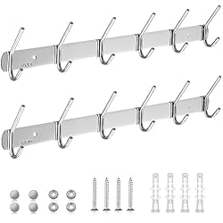Perchero Moderno Para Oficina Mkitnvy Percheros Pared, 2 Piezas Perchero de Pared con 6 Ganchos, Ganchos Percheros de Acero Inoxidable, Perchero Pared Moderno para Dormitorio Baño Cocina Oficina, Plata