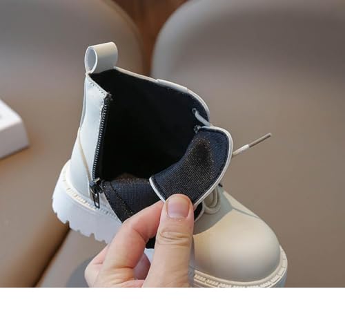 Kids Ankle Combat Boots Lace Up Side Zipper Riding Boot Warm Faux Fur Lined Short Winter Snow Boots Lug Sole Low Heels4