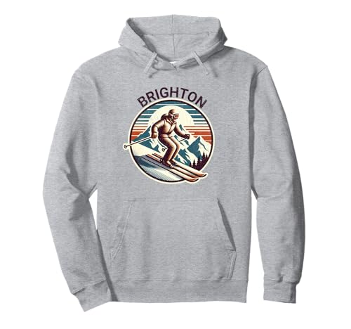 Retro Vintage Brighton Utah Ski Resort Esquí de invierno Sudadera con Capucha