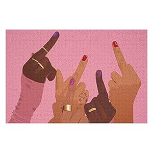 Houten puzzel 1000 PCS voor volwassenen en kinderen, meisje toont middelvinger roze moeilijke uitdaging intellectuele…