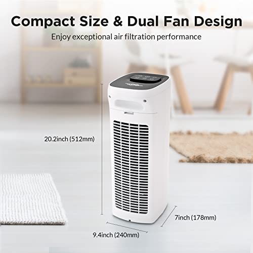 Ms18 Air Purifiers For Home Large Room Up To 825 Sq Ft, Air Cleaner With H13 True Hepa Filter And Washable Pre-Filter, Remove 99.97% Of Allergies, Smoke, Dust, Mold, Pets Dander, Pollen For Bedroom Office Living Room By Membrane Solutions #TOP7