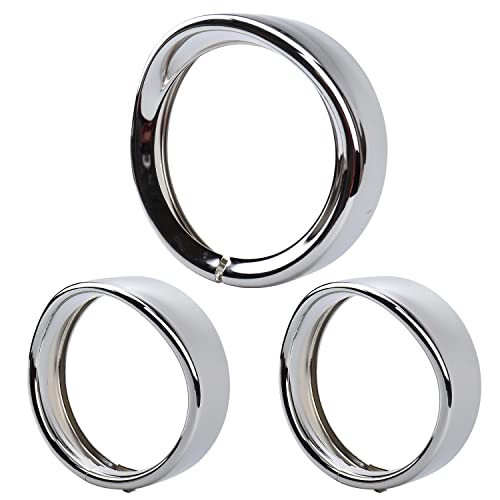 MotoParAcc 7 Inch Harley Chrome Visor Style Headlamp Trim Rings, 4.5 Inch Auxiliary Passing Lights for FLHR Road King 1994-2013, FLD 2012-2016, Touring 83-13, Trike2008-2013, FL Softail 1986-2017