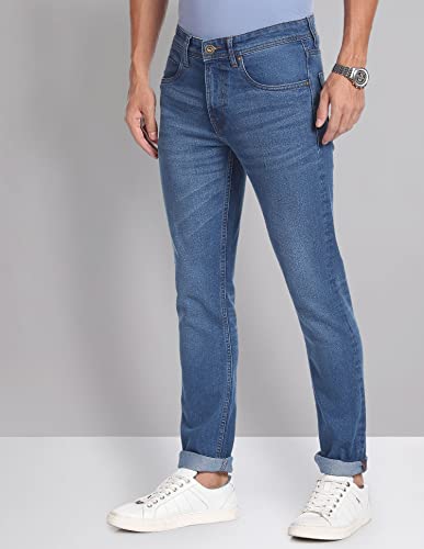 Image of Arvind Skinny Fit Stone Wash Jeans