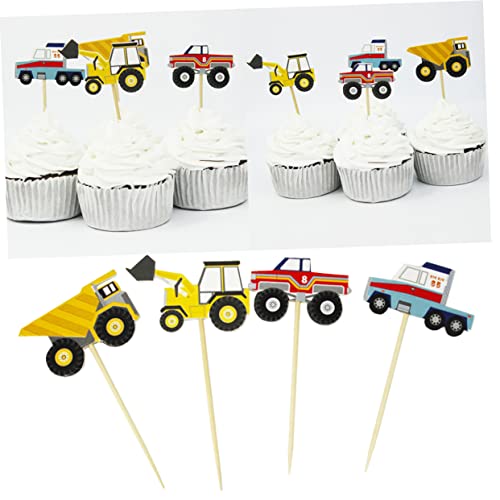 Totority 24 Pçs Decoração De Carro Topo De Bolo De Carro Topo De Bolo De Caminhão Cupcake Piks Trato