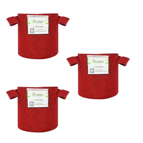 Image of Geo Fabric Grow Bags for Plants 8X8 Inch (Pack of 3) | 400 GSM Heavy Duty UV-Protected Round Maroon Colour Plant Bags for Terrace and Vegetable Gardening | Strong & Reusable|