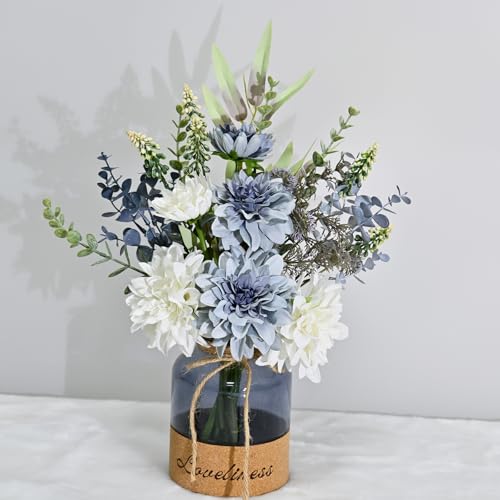 Fake Flowers in Vase,Silk Dahlias in Vases,Flower Arrangements Decoration