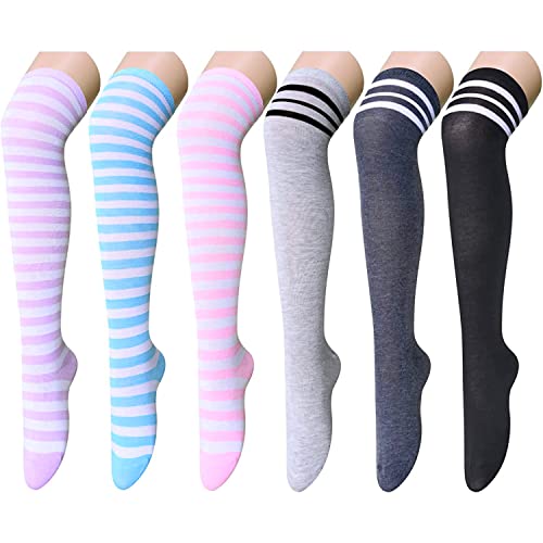 Zmart Striped Thigh High Socks Knee High Socks For Women Teen Girls, School Socks Long Socks Over The Knee Socks #TOP5
