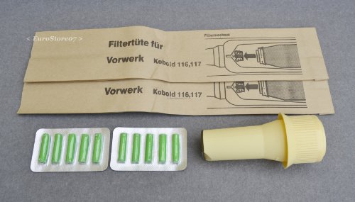 10 Sacchetti + 1 Bocchettone porta sacchetto+ 10 profumi PER ASPIRAPOLVERE VK 116 117
