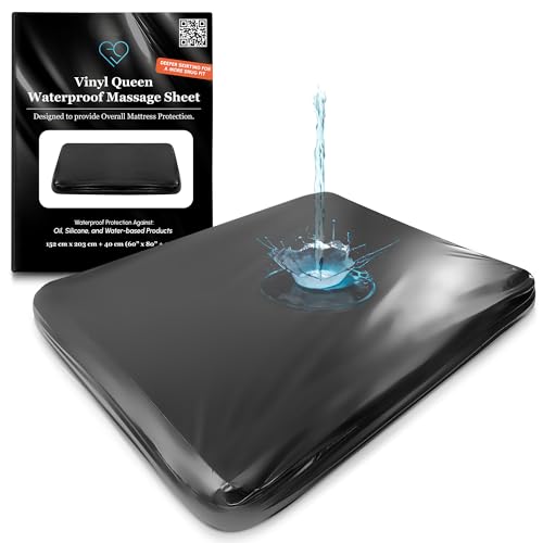 Black Vinyl Queen Waterproof Fitted Massage Bed Sheet Side