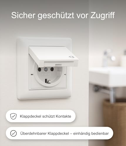 Gira SCHUKO-Steckdose mit Klappdeckel Standard 55 Reinweiß glänzend 445403 I Unterputz IP44 fähig | spritzwassergeschützter Deckel I System 55 I Schnellbefestigung I robuste Konstruktion