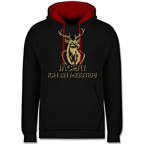 Après Ski - Jäger? Ich Bin Meister! - S - Schwarz/Rot - Sauf Pullover - JH003 - Hoodie zweifarbig und Kapuzenpullover für Herren und Damen