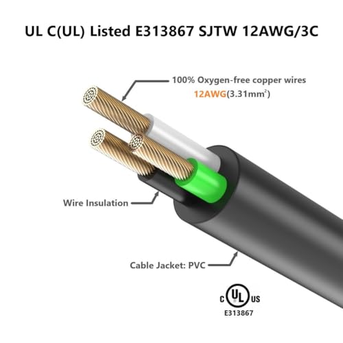 6FT 12AWG Heavy Duty Right-Angle 15Amp to 20Amp Extension Cord,90-Degree 15 Amp Household Plug to 20 Amp T Blade Extension Cable, Nema 5-15P to 5-15R 5-20R 6-15R 6-20R, Angled 15A to 20A AC Power Cord by ADCAUDX - Image 6