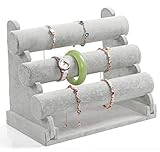 Soporte de 3 ruedas sinoba pulsera soporte soporte para joyas joyas Soporte de reloj 3 pisos gris de terciopelo Look
