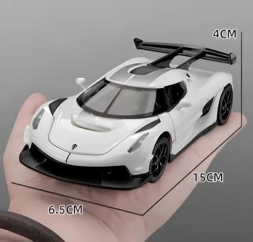 Image of 1:32 Koenigseggg Jesko Sports Model Exclusive Alloy Diecast Pull Back Toy car with Openable Doors & Light Music Toys for Kids Boy Girl Gift (1:32 Koenigseggg - White)