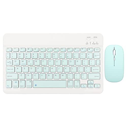 Bluetooth Keyboard Mouse Set, 10 Inch USB Charging Ultra Thin Quiet Keyboard with DPI Mouse, Composite Keys Keyboard Mouse Combo for Cellphone Laptop (Green)