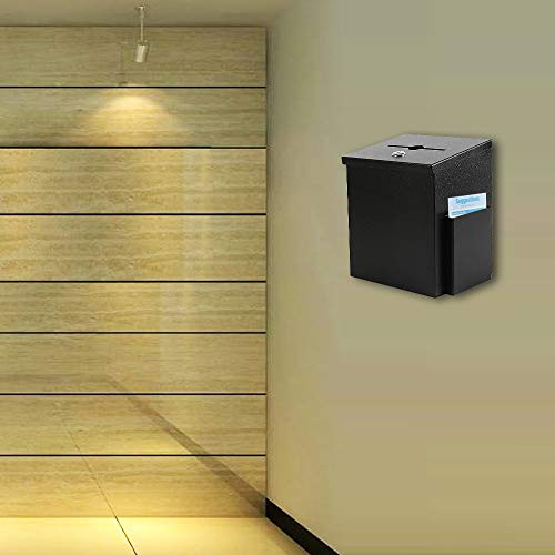 Xydled Wall Mounted Suggestion Box With Lock,Ballot&Donation Box With 50 Free Suggestion Cards,Metal Suggestion Box With Key Lock,Collection Box,Key Drop Box(Black),8.7"X 5.9"X7.1"Inch #TOP6