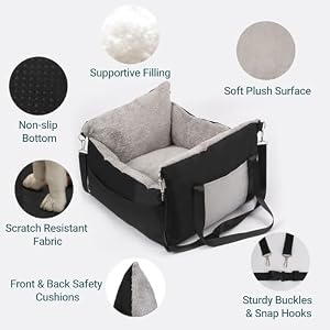 Heeyoo Small Dog Car Seat for Small Dogs, Waterproof Car Seat for Dogs with Clip-On Leash, Washable Dog Booster Seat Travel Bed with Adjustable Straps, Soft Pet Car Seat for Small Pets Up to 25lbs Heeyoo Small Dog Car Seat for Small Dogs, Waterproof Car Seat for Dogs with Clip-On Leash, Washable Dog Booster Seat Travel Bed with Adjustable Straps, Soft Pet Car Seat for Small Pets Up to 25lbs