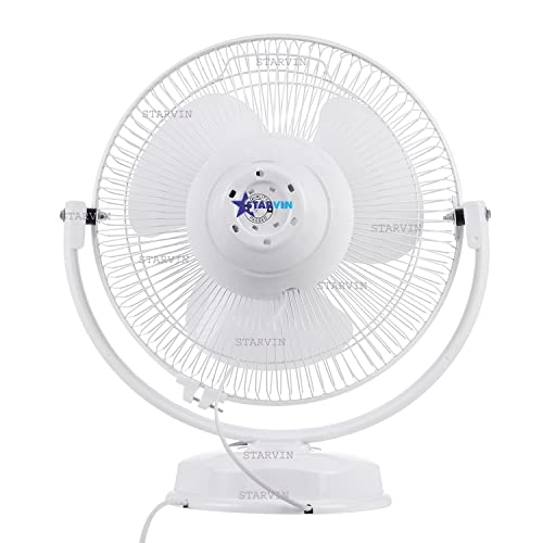 Image of STARVIN Portable 12 Inch Table Fan with 3 High-Speed Mode Air Circulation Desk Fan with Adjustable Tilt, Compact & Lightweight Design | Low Noise Personal Fan for Home, Office & Study (White)