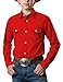 Spring&Gege Boys' Long Sleeve Casual Western Cowboys Pearl Snap Button Down Shirts with Two Pockets, Red, Size 9-10 Years