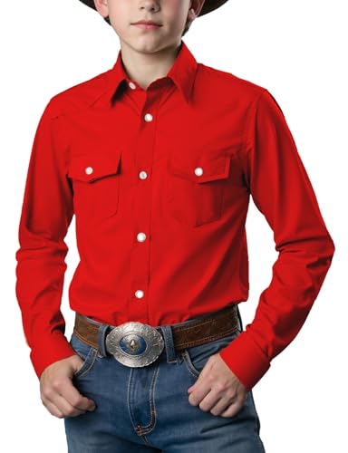 Image of Spring&Gege Boys' Long Sleeve Western Cowboys Pearl Snap Button Down Shirts (5-14 Years)
