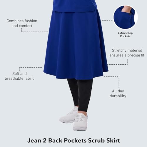 Peelz Jean 2-Pocket Flared Scrub Skirts for Women - Fashion Skirts, Soft Fabric Scrubs, Elastic Waistband, Classic Fit3