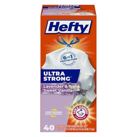 Hefty Ultra Strong Tall Kitchen Trash Bags, Lavender & Sweet Vanilla Scent, 13 Gallon, 40 Count