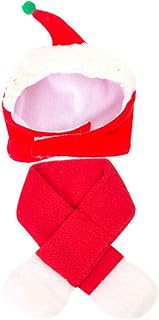 Ipetboom Christmas Dog Santa Hat and Scarf Adjustable Christmas Cat Hat Red Scarf with Pompom Ball Winter Pet Costume Accessory for Small Medium Large Dog Cat Xmas Party Fancy Dress Cosplay