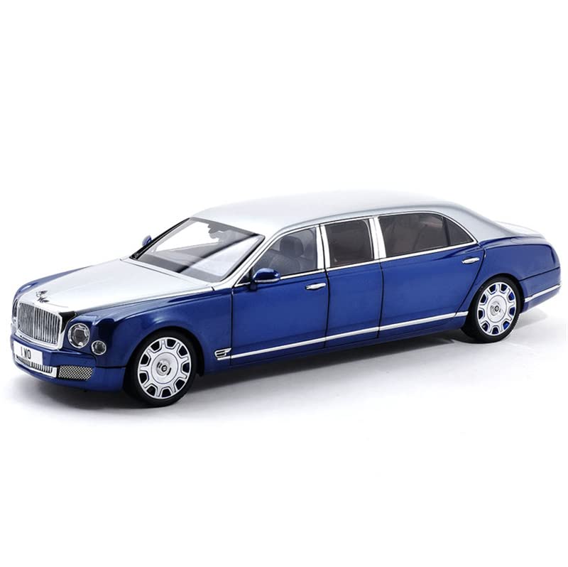 FloZfor Almost Real FOR BENTLEY For Mulsanne Extended Version Silver Blue 1/18 Truck Pre-built Model