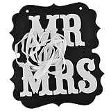 Accesorios de boda: 1 juego incluye: 1 mr sign mrs sign photo props, 2 cintas de seda blanca