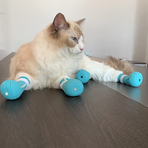 Image of Cat Muzzle and Boots, Adjustable Helmet for Grooming, Breathable Hood Face Mask for Shaving Head Bubble Cover, Anti Bite Headgear Cat Holder for Bathing