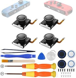 Gulikit Efektu Halla Switch Joycon Drążek Sterowy Joysticka 4szt, Ulepszony Drążek Bez Dryfu do Switch OLED/Lite Joycon, Lewy/Prawy Joystick o Małej Mocy z Narzędziem do Naprawy, Osłona Drążka