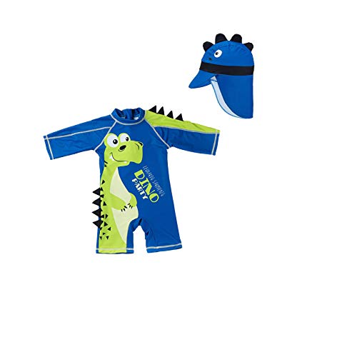 Toddler Baby Boys One Pieces Set Dinosaur Rash Guards Bathing Suit Swimwear Sunsuits with Hat UPF 50+ (Dinosaur, 2-3T)