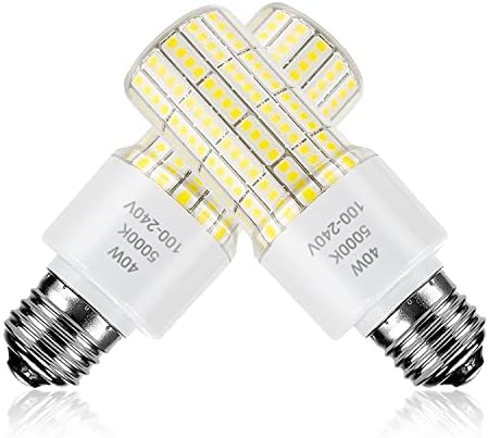 CA New Sunshine 2 Pack 40W Led Light Bulb(300W Equivalent) 5000 Lumens 5000K Daylight White Led Bulbs E26/E27 Medium Base for Indoor Outdoor Street Office Warehouse Workshop Garage Backyard