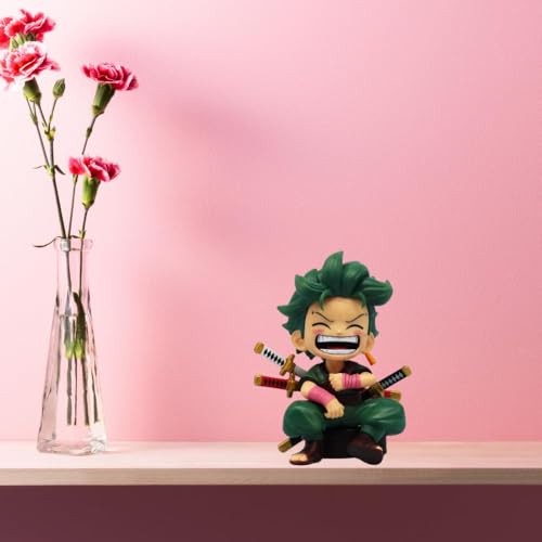 Image of Blue Aura Roronoa Zoro Action Figure Height-12.5cm Multicolour PVC | Zoro Mini Laugh