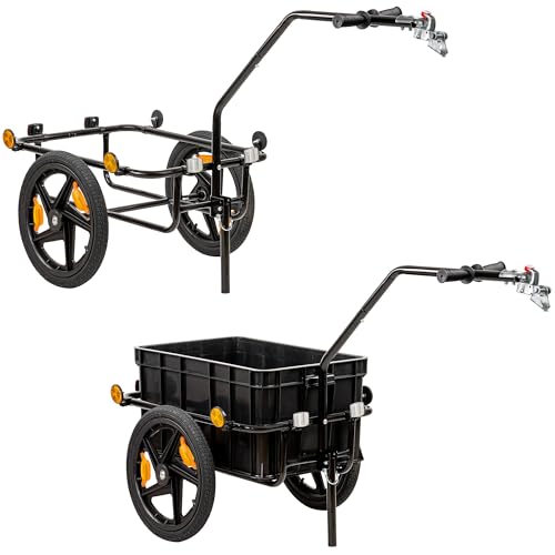 Zelsius Fahrradanhänger Transport | 68 Liter | Transportwagen, Fahrradwagen, Handwagen | Anhänger für Fahrrad, Lastenanhänger mit Kunststoffwanne | Transportanhänger, Transportbox