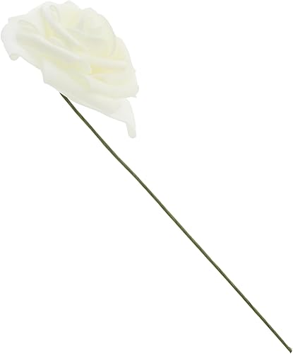 Miniatura 9 de Bright Creations 60 rosas artificiales de 3 pulgadas, rosas falsas de aspecto real con tallo para ramos de boda y despedida de soltera, color crema