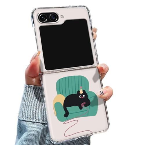 SCQYCWA Samsung Galaxy Z Flip 7/6/5 �P�[�X�A���킢�� �ʔ��� �J���C�C �L �l�C ���� �f�U�C�� �g�ѓd�b�ی�J�o�[ Z Flip 7 FE �j�̎q ���̎q (Z Flip 5�ACat)