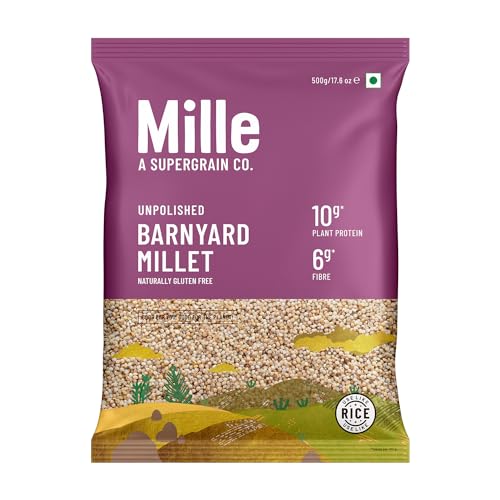 Mille Barnyard Millet Whole Grain | Gluten Free | No Chemicals | High Plant Protein and Fibre | Dailya, Oats, Suji Replacement | Vegan | Just cook for 6 minutes | 500gm Mille Barnyard Millet Whole Grain | Gluten Free | No Chemicals | High Plant Protein and Fibre | Dailya, Oats, Suji Replacement | Vegan | Just cook for 6 minutes | 500gm