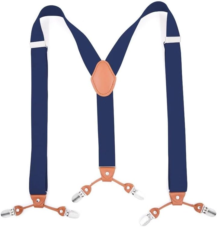 Men's Casual 6-Clip Suspenders Versatile Elastic Polyester Suspender for Adults