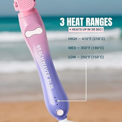 The Beachwaver Co. B1.25 Rotating Curling Iron - Pink Sunset | Automatic 1 1/4-Inch Ceramic Curling Iron - Larger Barrel Size for Medium-to-Long Hair! | Auto-Shut Off, Travel-Friendly, Dual Voltage