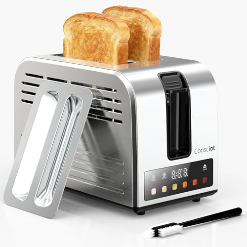 2 Slice Toaster, Consciot Smart Touchscreen Toaster with 6 Browning