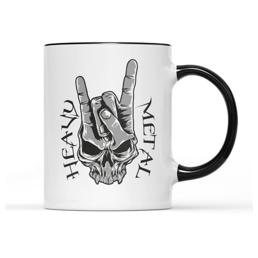 SMARTYPANTS Taza de metal pesado para café, taza de té, cuernos de cabra diablo ubicuo, rock duro, punk, grito, emo, fanático de la música, Mosh Pit gótico, regalo alternativo (mango negro, prime)